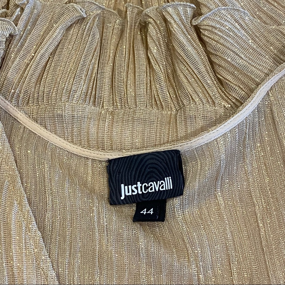 Just Cavalli Gold Ruffle Mini Dress Size 44 - Picture 8 of 17